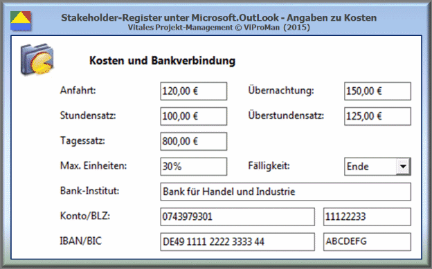 Stakeholder-Register unter Microsoft.OutLook - Kosteniinformationen [ViProMan, 10.2015]