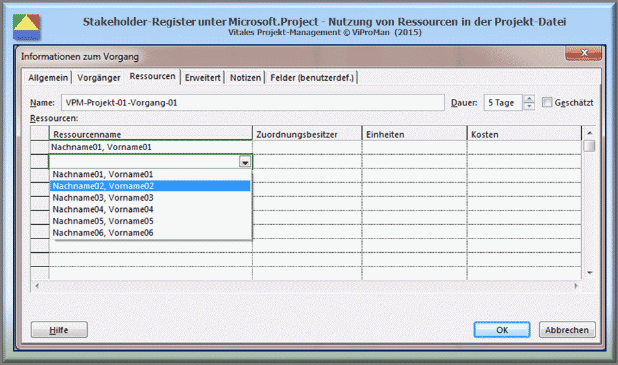 Microsoft.Project - Ressourcenpool:  Nutzung von Ressourcen des Pools in der Projekt-Datei [ViProMan, 11.2015]